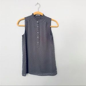 J Crew Factory Gray Sleeveless Embroidered Blouse Top Size 00